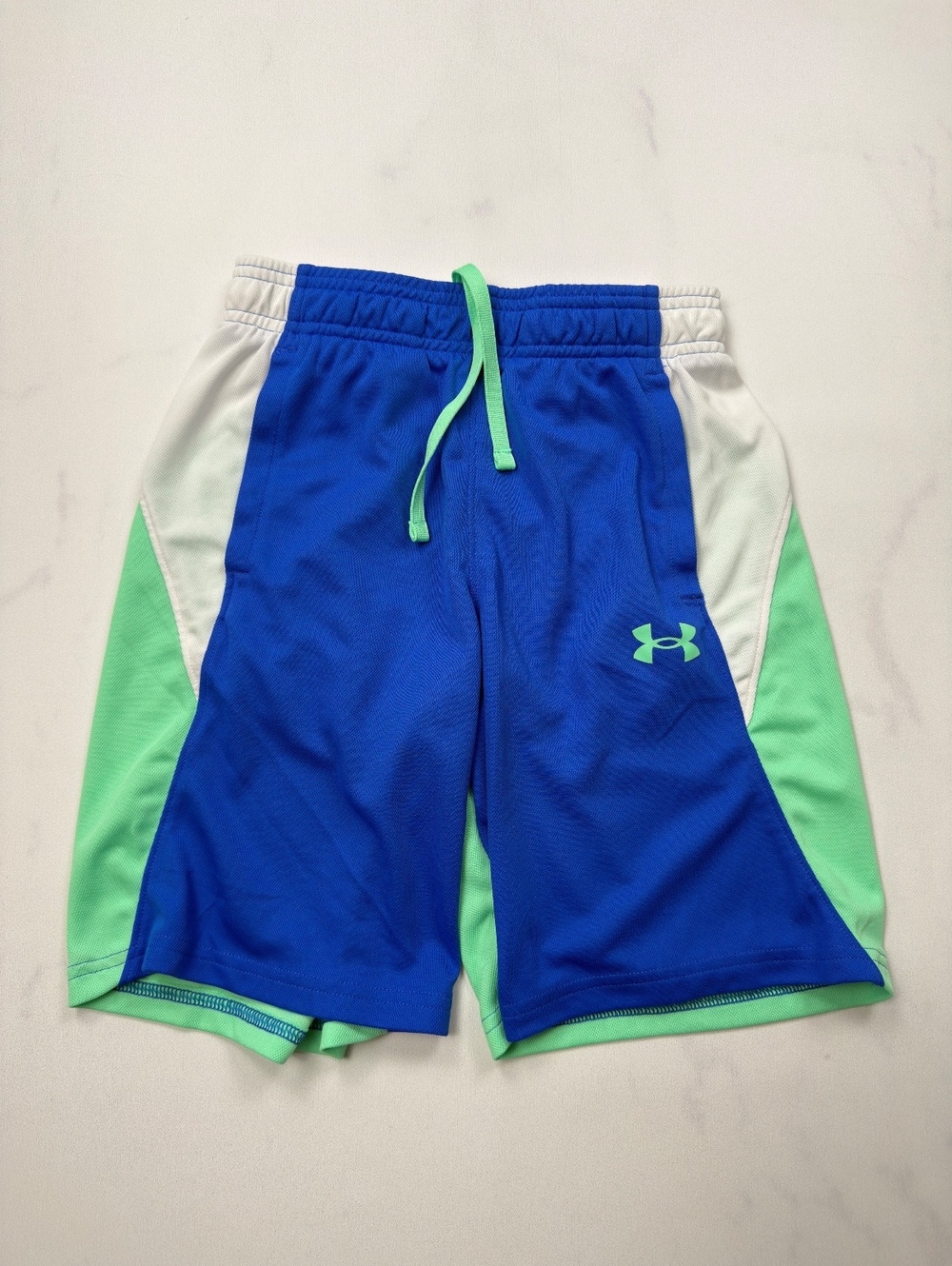 Under Armour Athletic Shorts Blue Green Loose Fit - Boys M